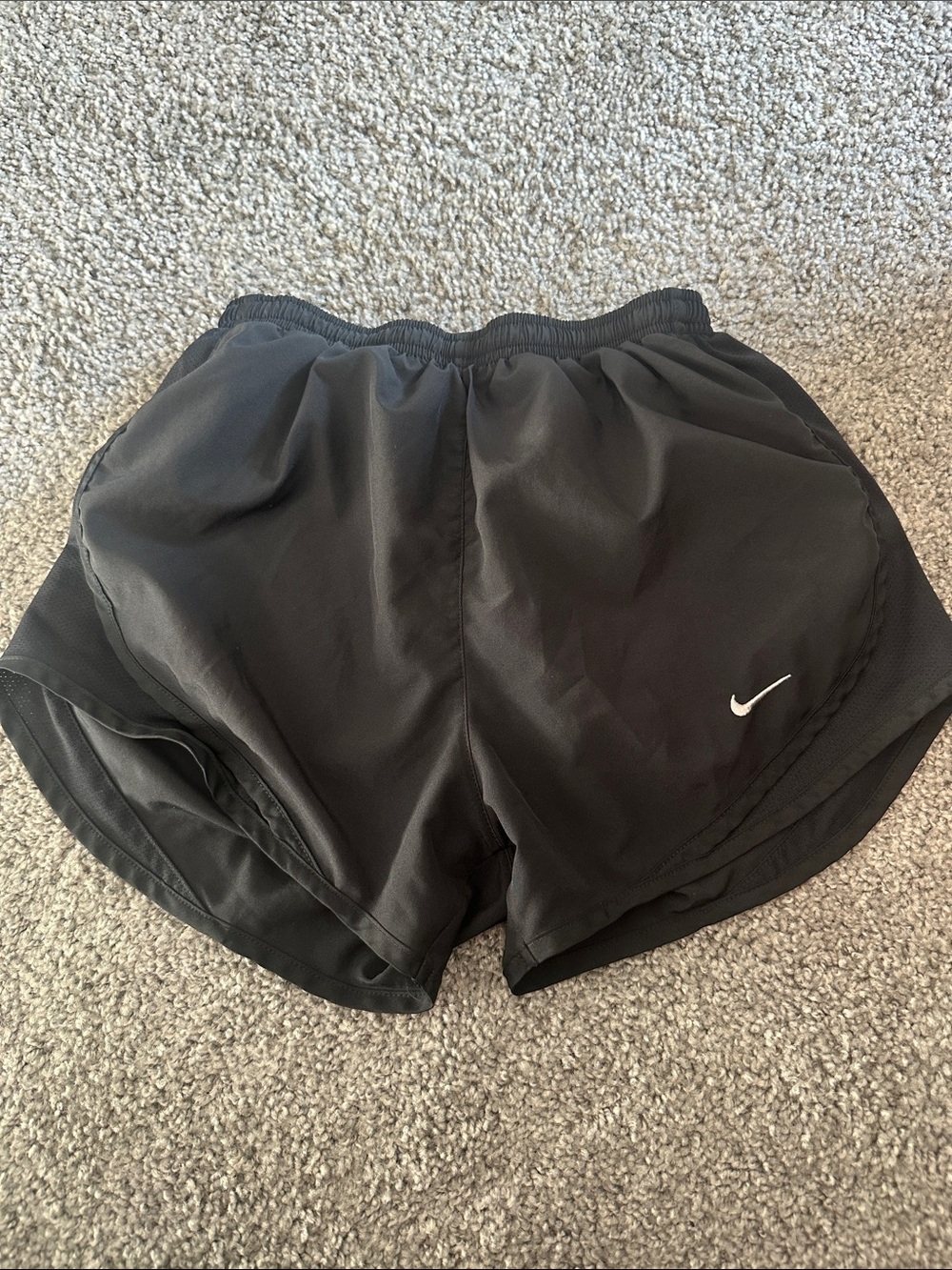 Nike Black Women's Dri-FIT Athletic Shorts with White Swoosh